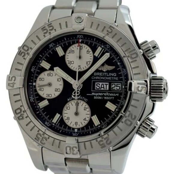 Breitling 42mm Men\'s Super Ocean 500M Black Dial Auto Chrono Watch B+P! A13340! main image 12